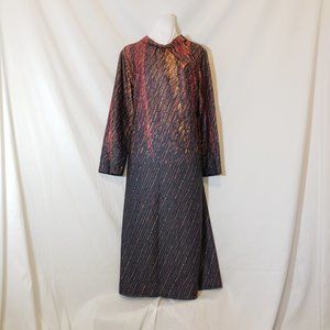Vintage 60s Groovy Mod Colorful Geometric Tie-Neck Midi Dress